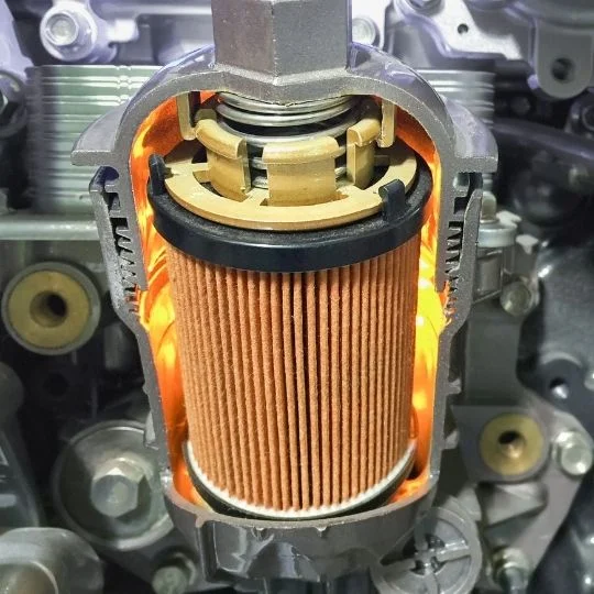How does an engine oil filter work